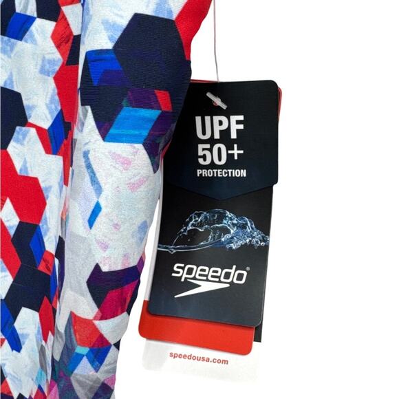 NWT Speedo Printed Thin Strap One Piece Swimsuit Women's Size 8 - Picture 4 of 9